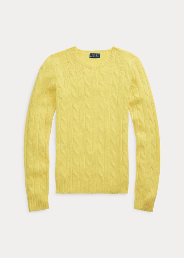 Sueter Polo Ralph Lauren Mujer Amarillos - Cable-Knit Cashmere - OHKIW6239